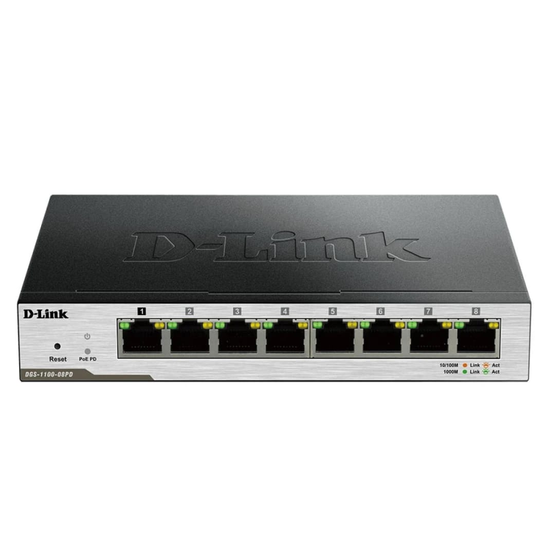 D-Link DGS-1100-08PD PoE-Powered Smart Switch - 8-Port Gigabit