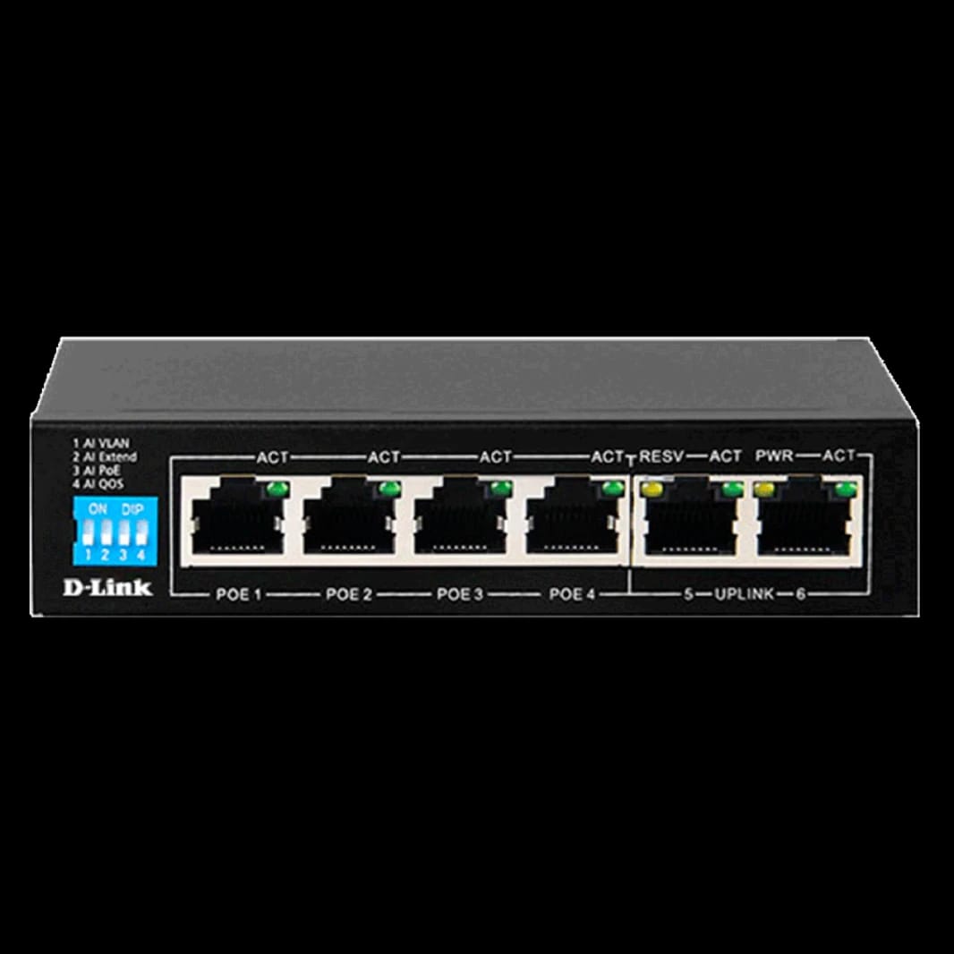 دي لينك DES-F1006P-E محول 6 منافذ PoE - 10/100 مع 4 PoE + 2 مداخل