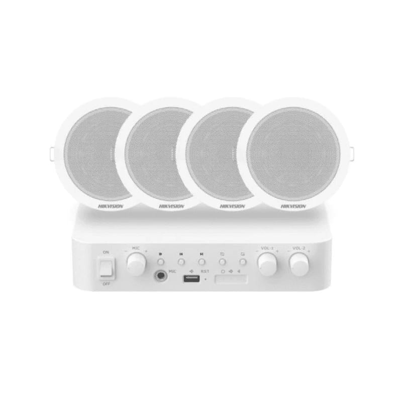 HIKVISION Analog Audio Kit with 60W Analog Amplifier and 4* 6W Ceiling Speakers