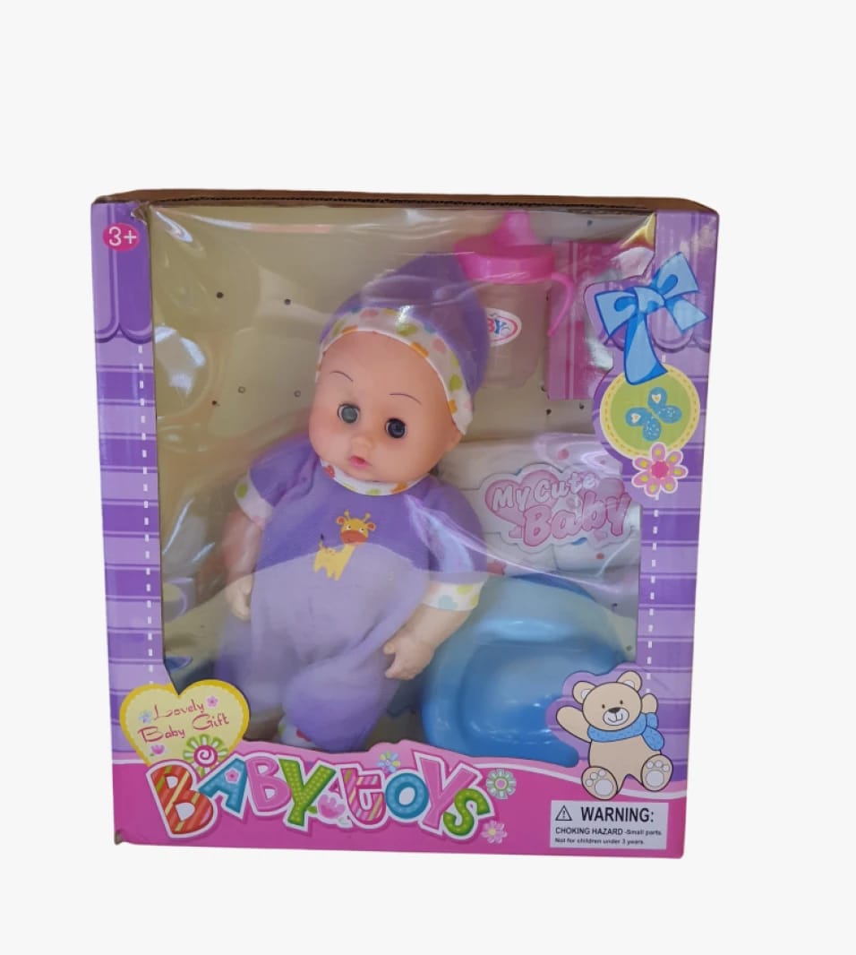 Baby Toys My Cute Baby Doll with Purple Outfit for Boys and Girls Including Accessories and Bed