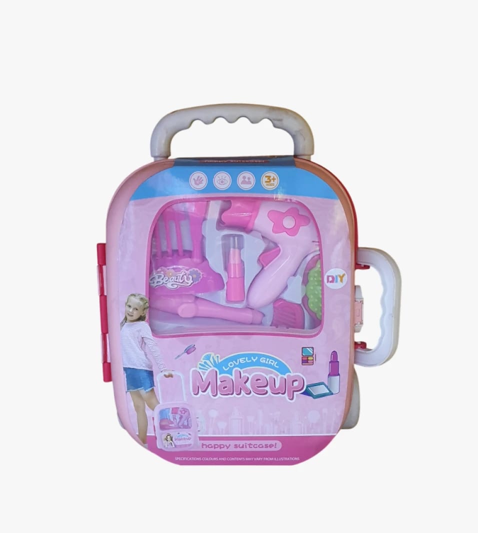 Lovely Girl Makeup Set with Happy Suitcase for Kids Play, Skill Development, and Creating Joyful Moments