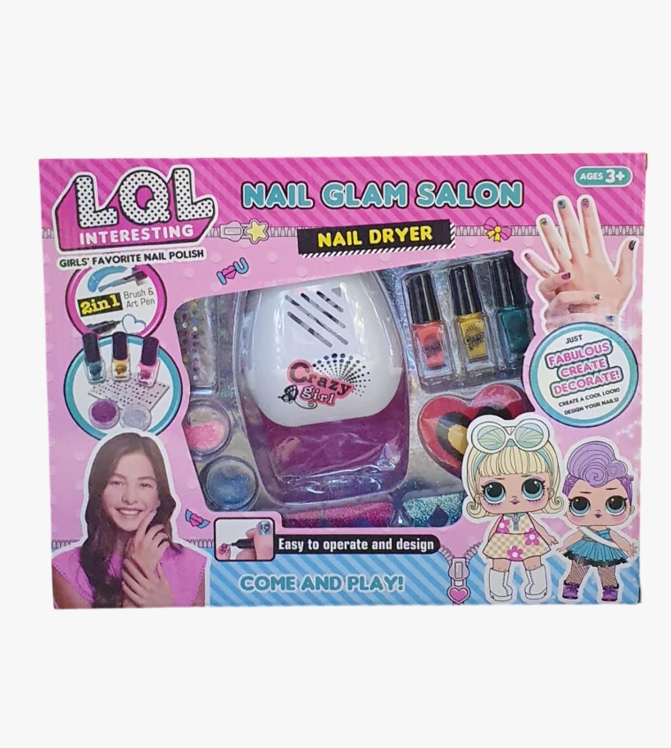 LOL Girls Nail Decorating Set with Dryer Unique Design for Girls Aged 3 and Up