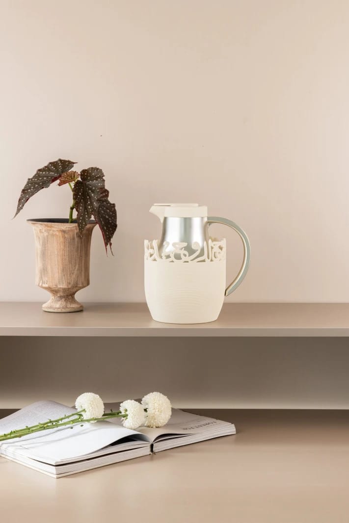 Single Dallah for Tea or Coffee by Miral - White and Silver