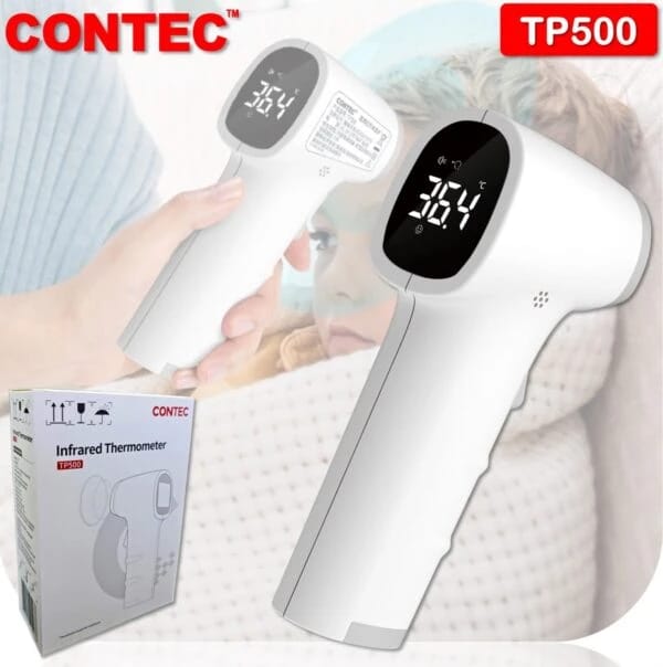 No Contact Thermometer (LED) | Forehead Temperature Measurement | Digital Thermometer for Adults and Kids | No Touch Forehead Thermometer for Baby | Infrared Thermometer with Fever Alarm and Instant Accuracy Readings | Contec TP500