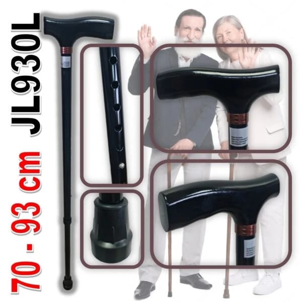 Cane | Aluminum Cane | 70-93 cm (10 levels) | 135 kg | Black | JL930L