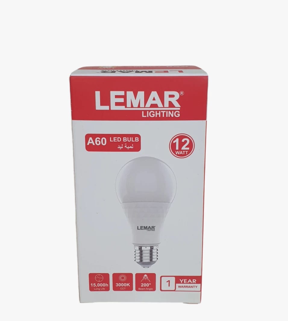 LEMAR A60 LED Bulb, 12 Watts, Round Design, Ideal for Home and Office Use, Energy-Efficient Lighting Solution