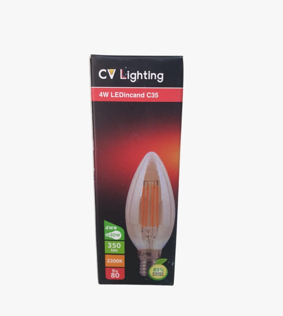 CV Lighting C35 LED Incandescent 4W Light Bulb for Indoor Use Ideal for Home and Commercial Spaces