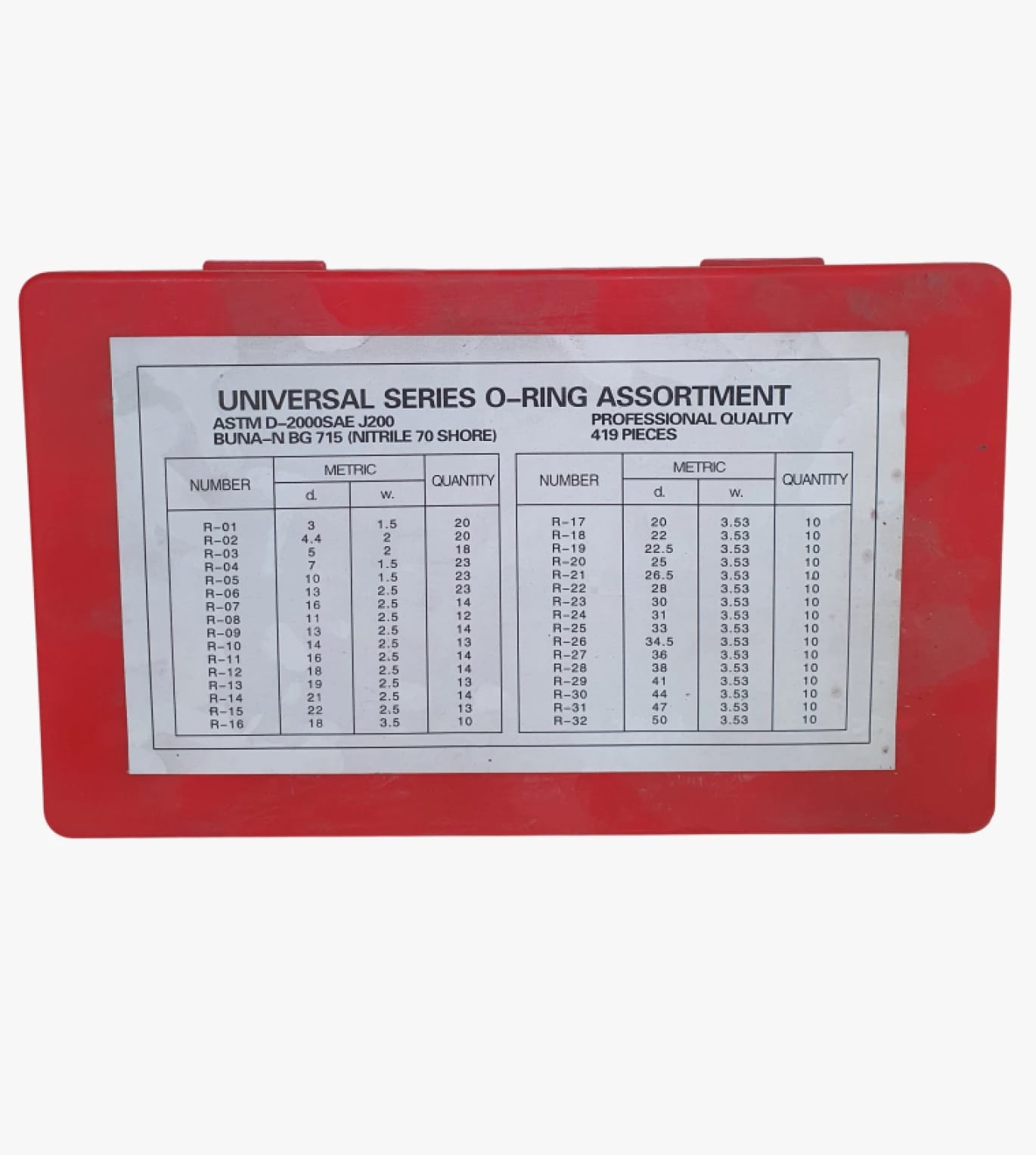 Universal Series O-Ring Assortment Kit with High-Quality Buna-N, Semi-Durable for Professional Use, 70 Shore for Engineers and Technicians