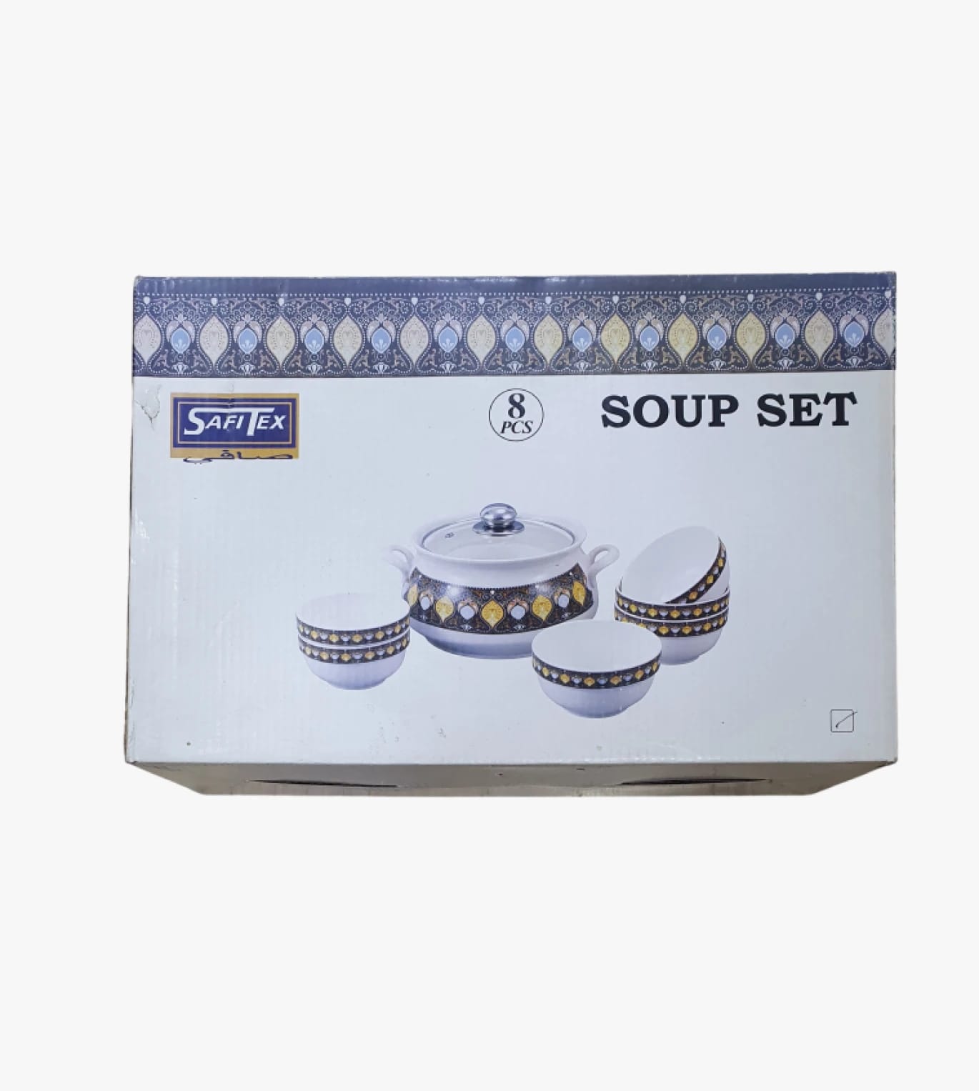 Safitex Luxurious Glass Soup Set with Traditional Pattern Decor - Perfect for All Family Members