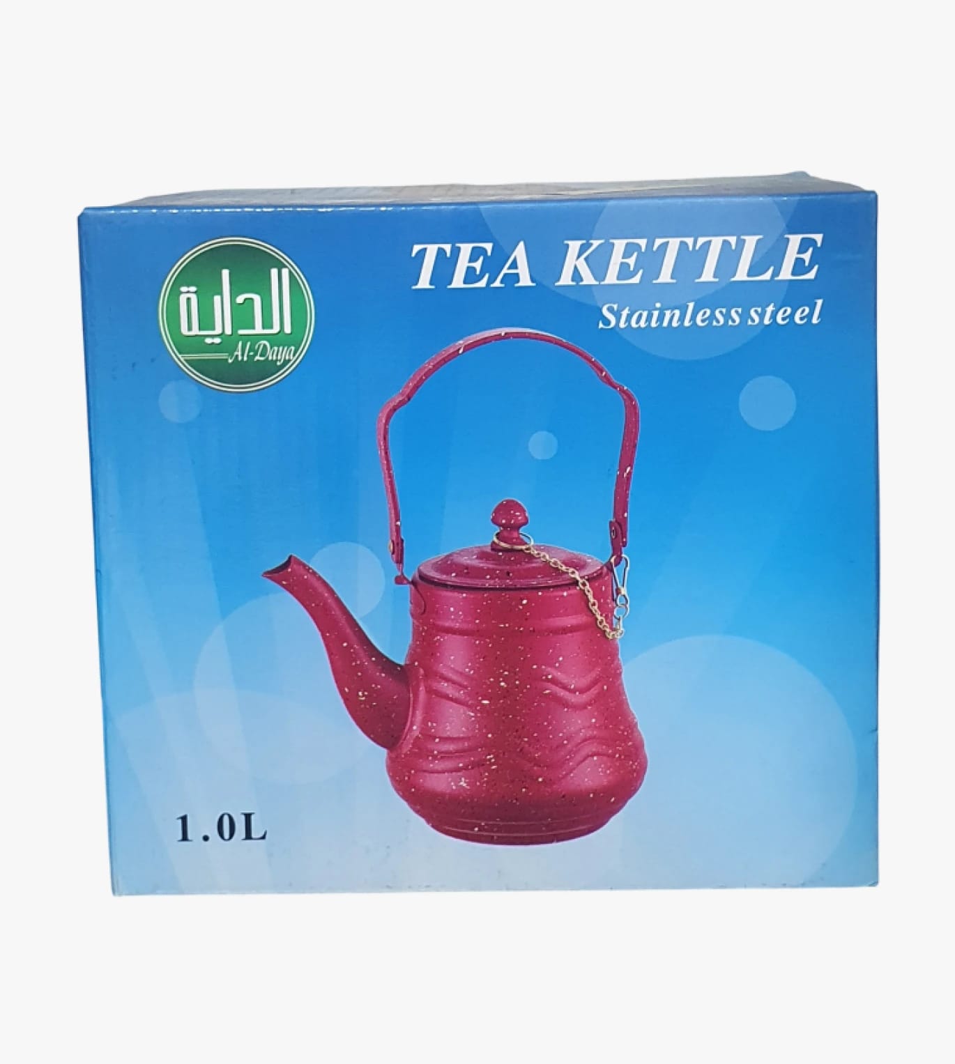 Al-Daya Stainless Steel Red Tea Kettle with Elegant Design, 1L Capacity for Discerning Tea Lovers