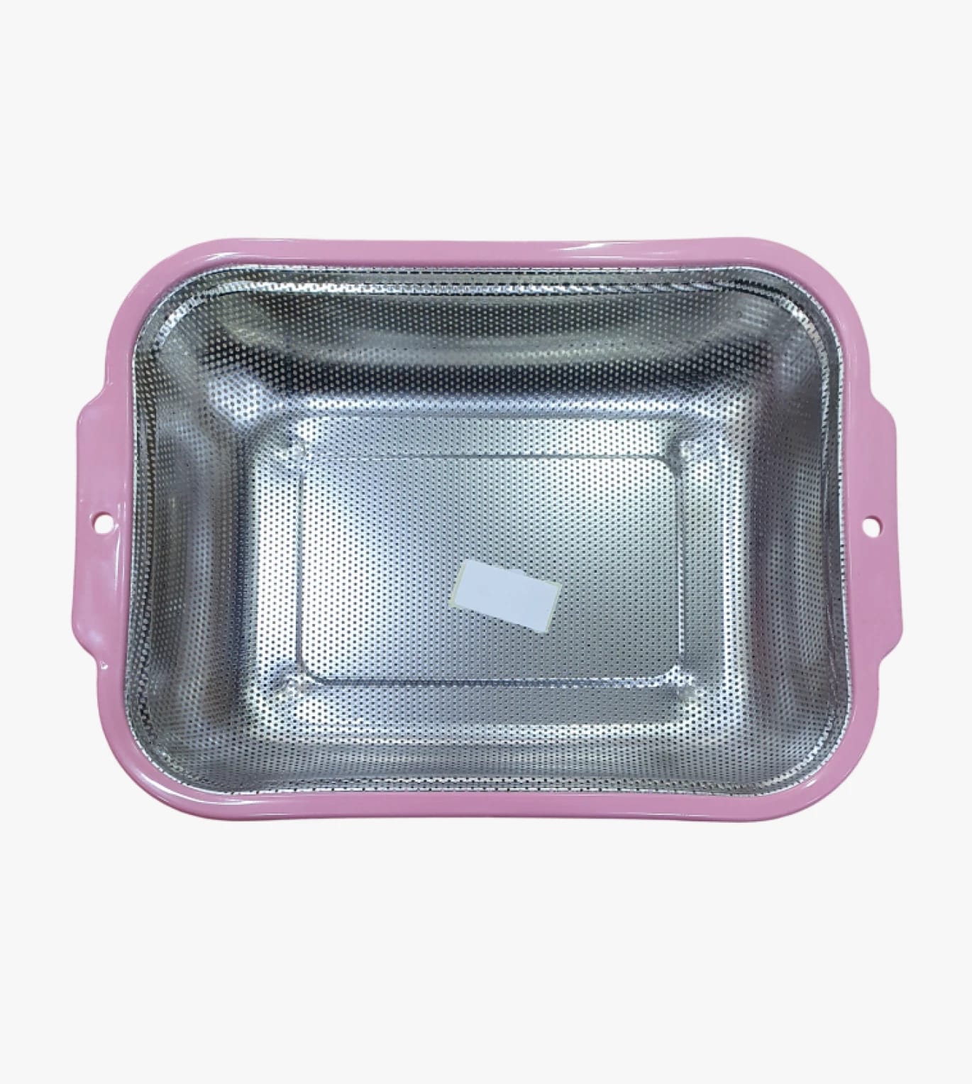 High-Grade Rust-Proof Metal Straining Bowl for Home and Safe Kitchen, Rectangular Design with Pink Edges for Women
