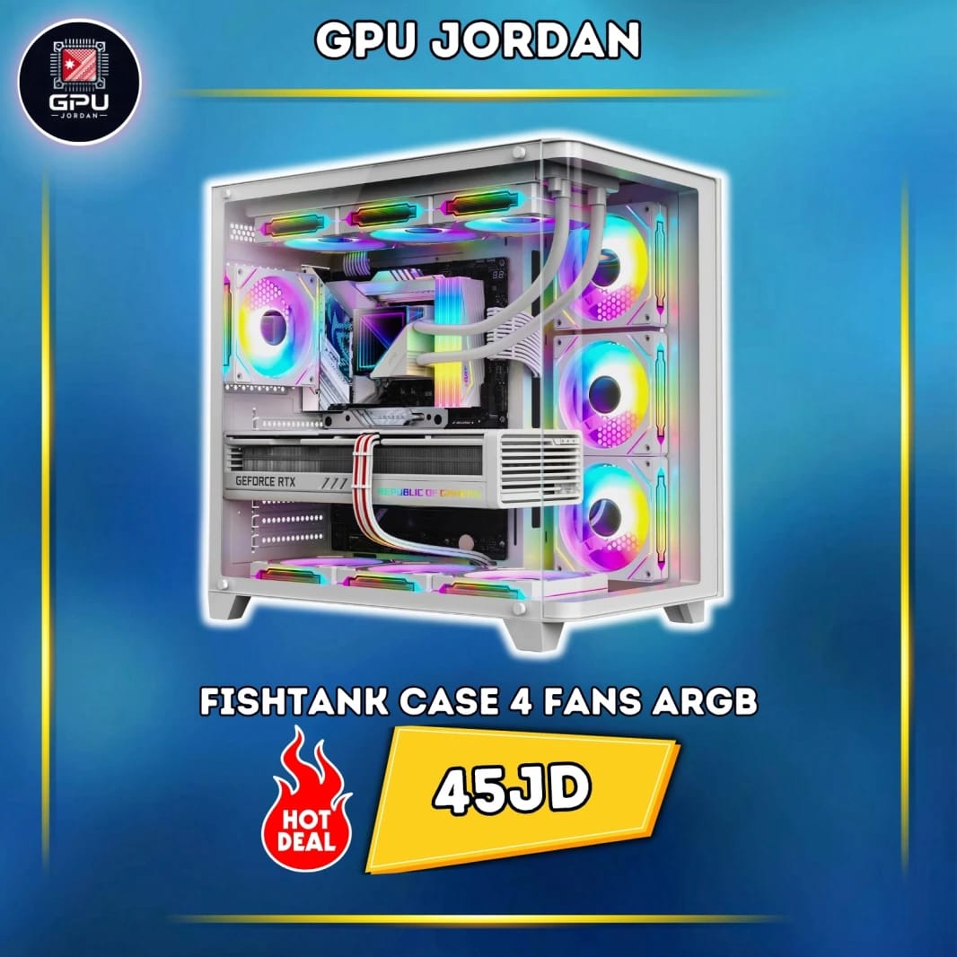 White Micro Atx Gaming Case Fish Tank 4 Fans Argb