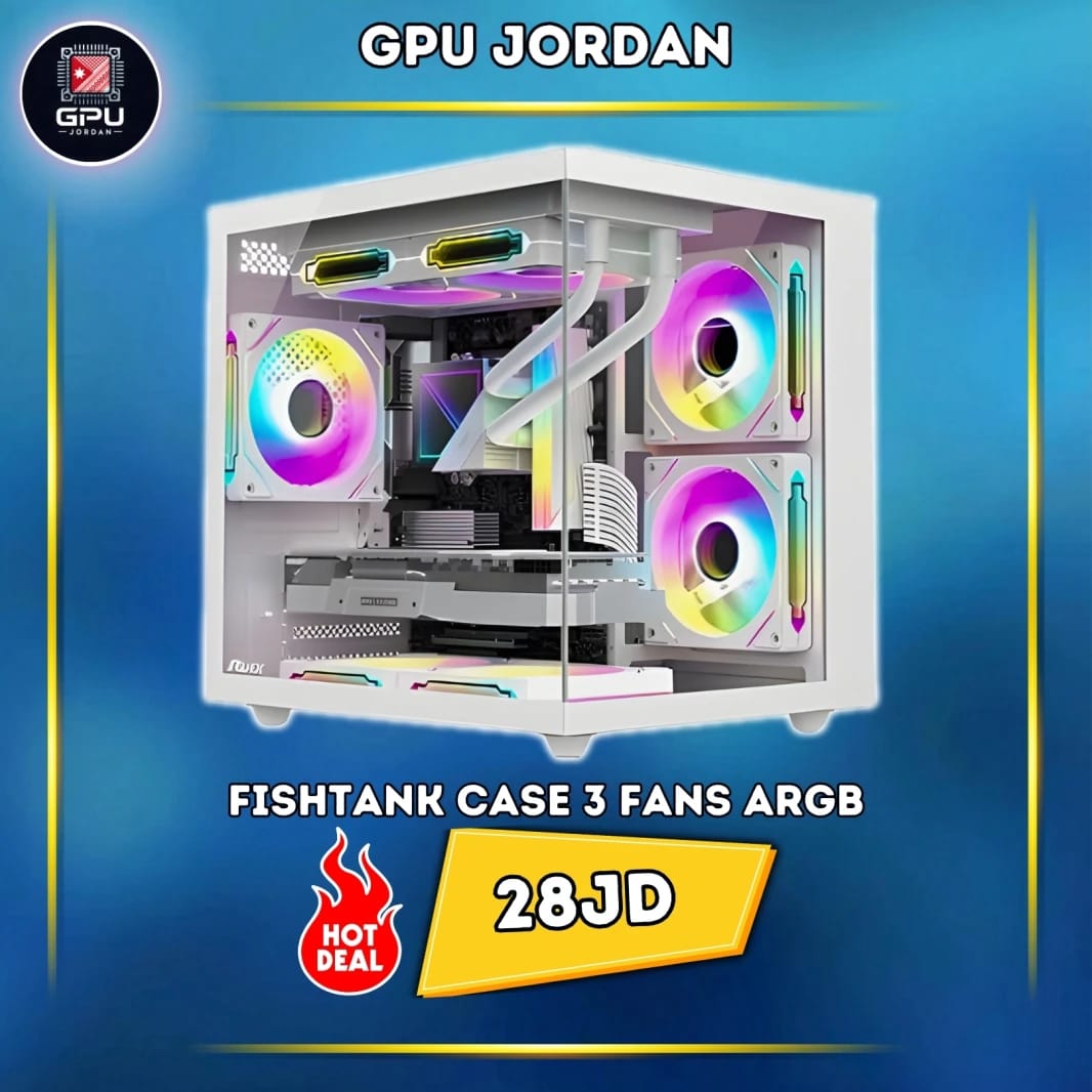 White Micro Atx Gaming Case Fish Tank 3 Fans Argb