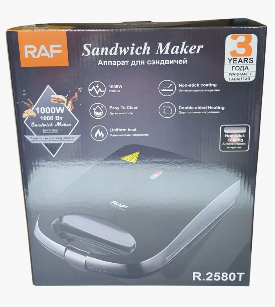 RAF R.2580T Sandwich Maker 1000W with Stylish Design for an Exceptional Quick and Enjoyable User Experience