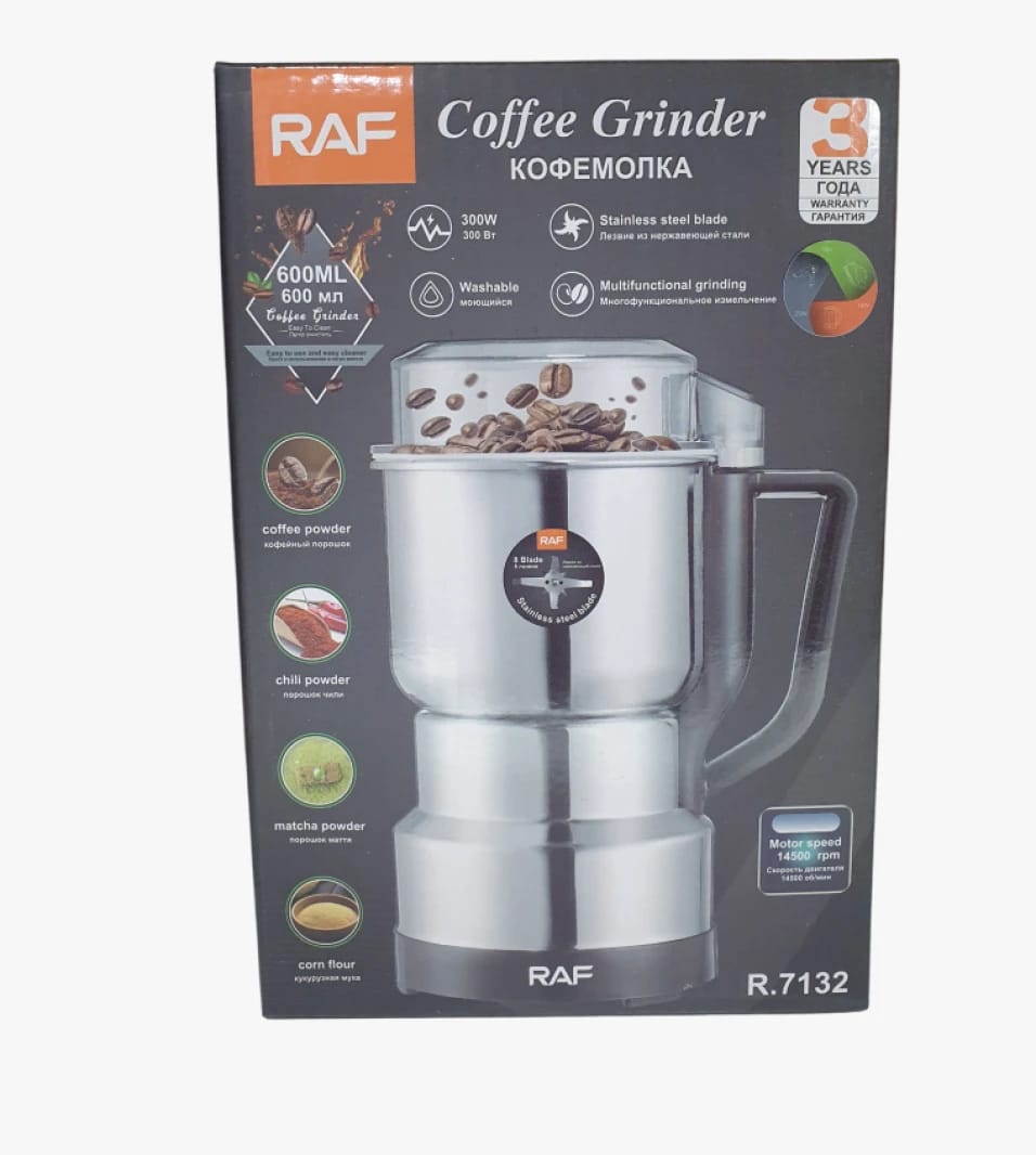 RAF Electric Coffee Grinder Versatile High-Quality Design for Homes and Coffee Enthusiasts, 600g Capacity, Kitchens