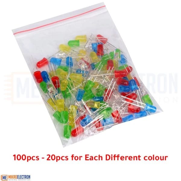100PCS 5mm F5 LED Diode Light Assorted Kit LEDs Set