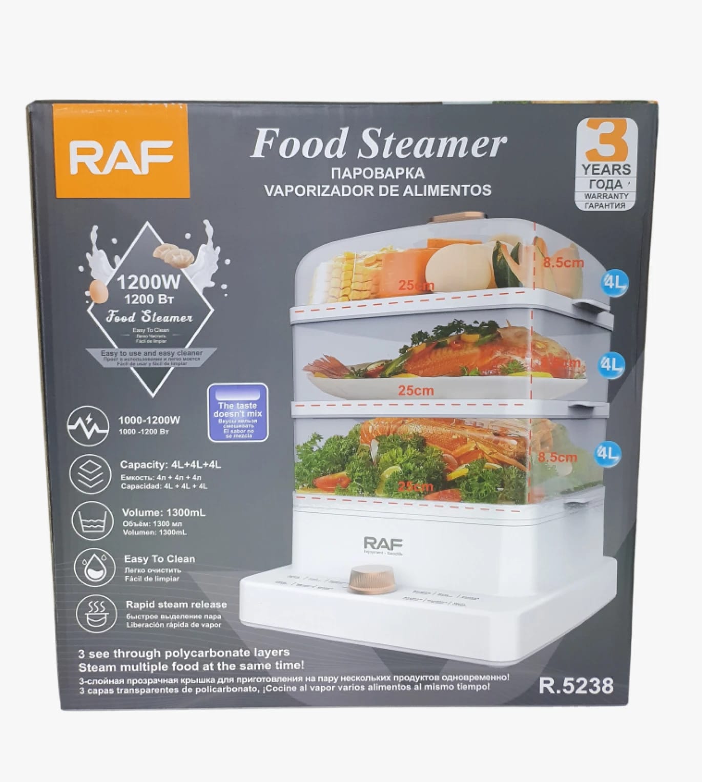 RAF Multi-layer 12L Food Steamer, Transparent Design for Modern Kitchens and Healthy Cooking Enthusiasts