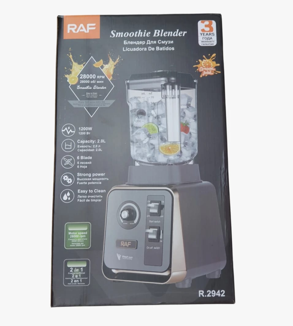 RAF Smoothie Blender with Powerful 2.0L Capacity for Delicious and Nutritious Drinks for Health Enthusiasts.