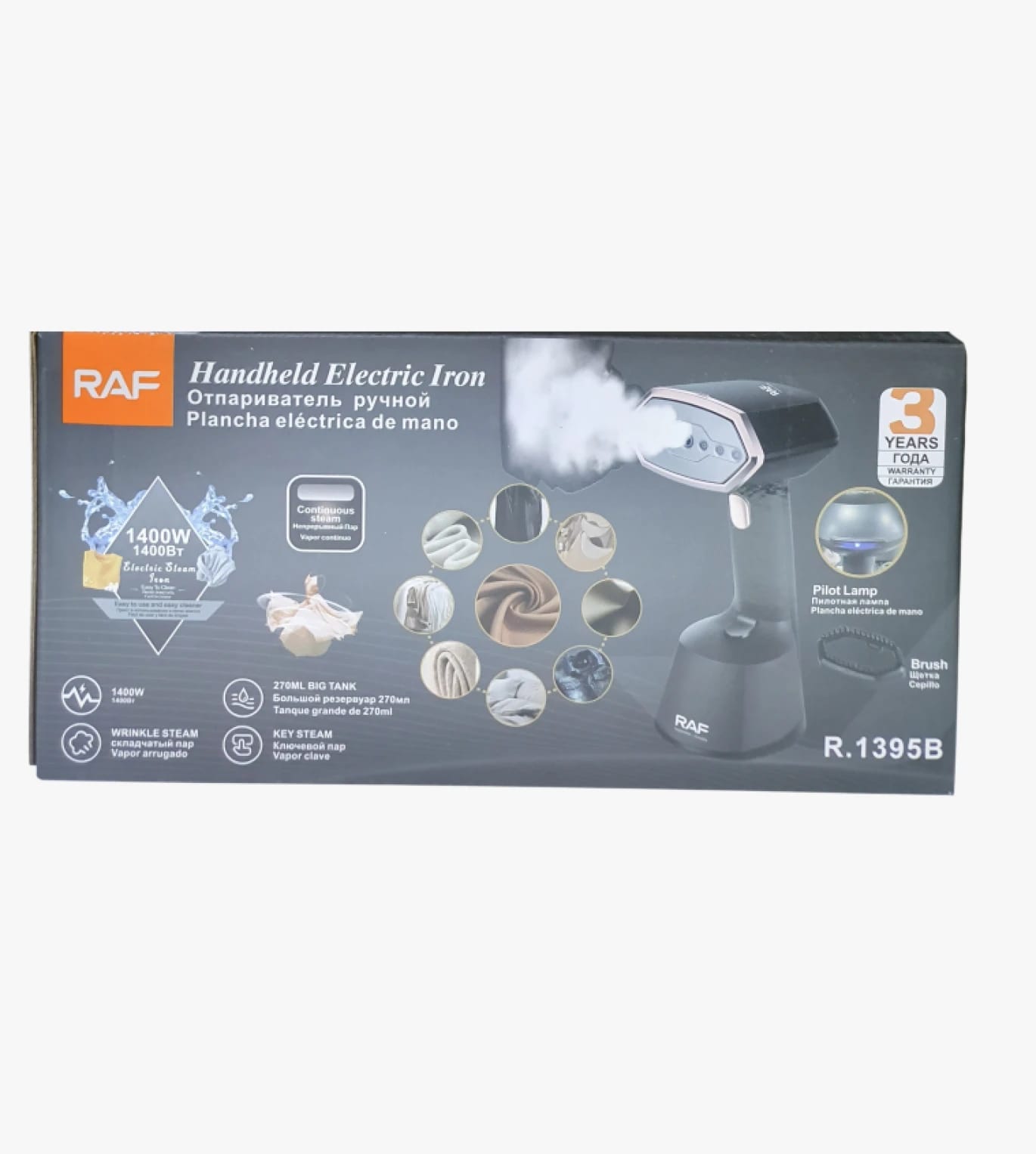 RAF Handheld Electric Steam Iron with Ergonomic Design for Various Garments and Fabrics