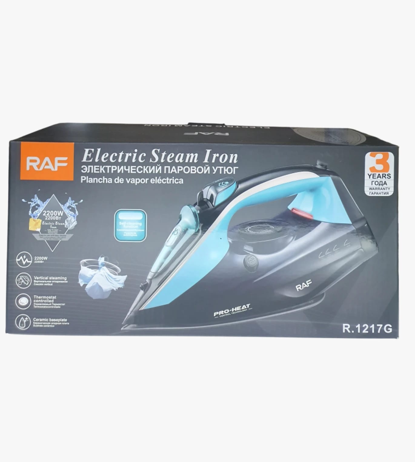 RAF Electric Steam Iron with Comfortable Grip and Comprehensive Features for Clothing Enthusiasts