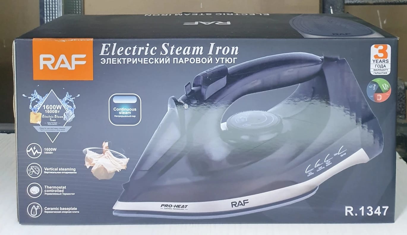 RAF Electric Steam Iron with Pro-Heat Design and Comfortable Grip for Clothes, Vertical Steaming