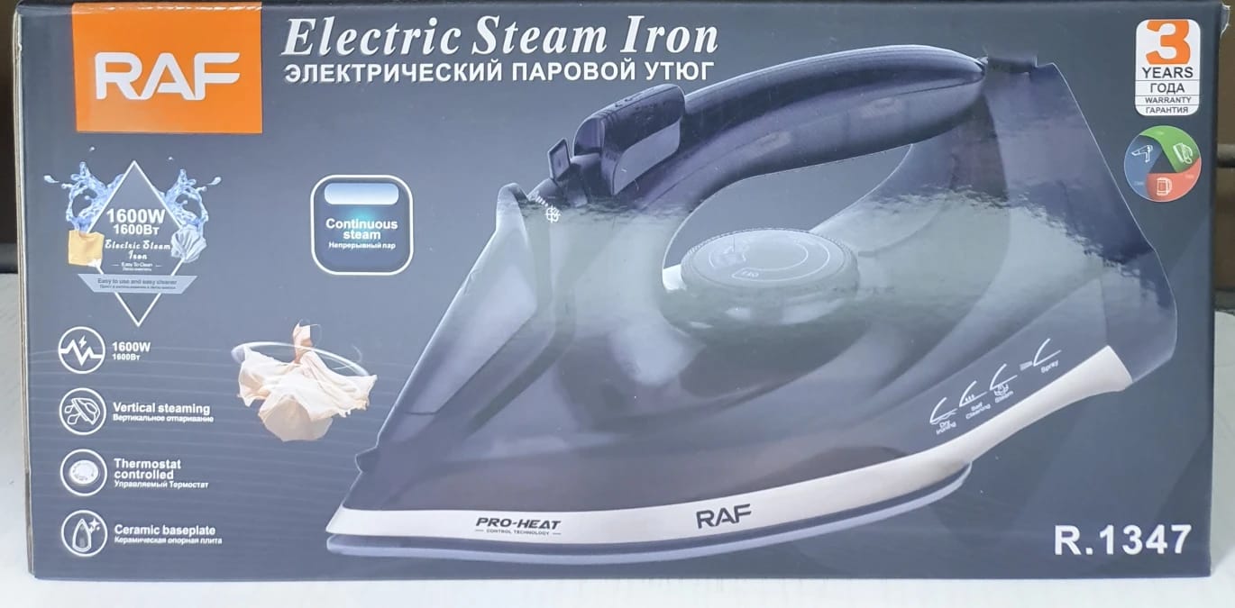 RAF Electric Steam Iron with PRO-HEAT Design and Comfort Grip for Home Use