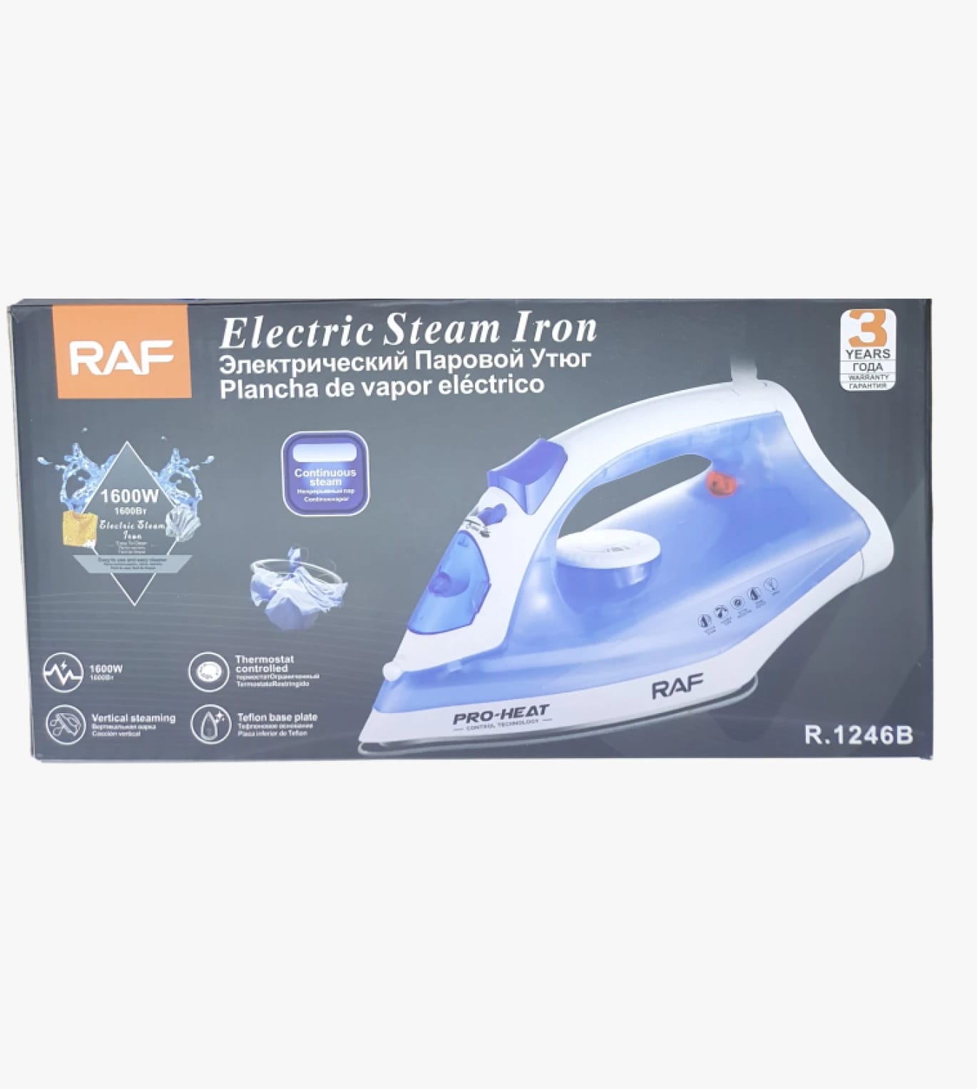 RAF Electric Steam Iron with Comfortable Design for Home Use, Ideal for Users Seeking Superior Wrinkle-free Results.