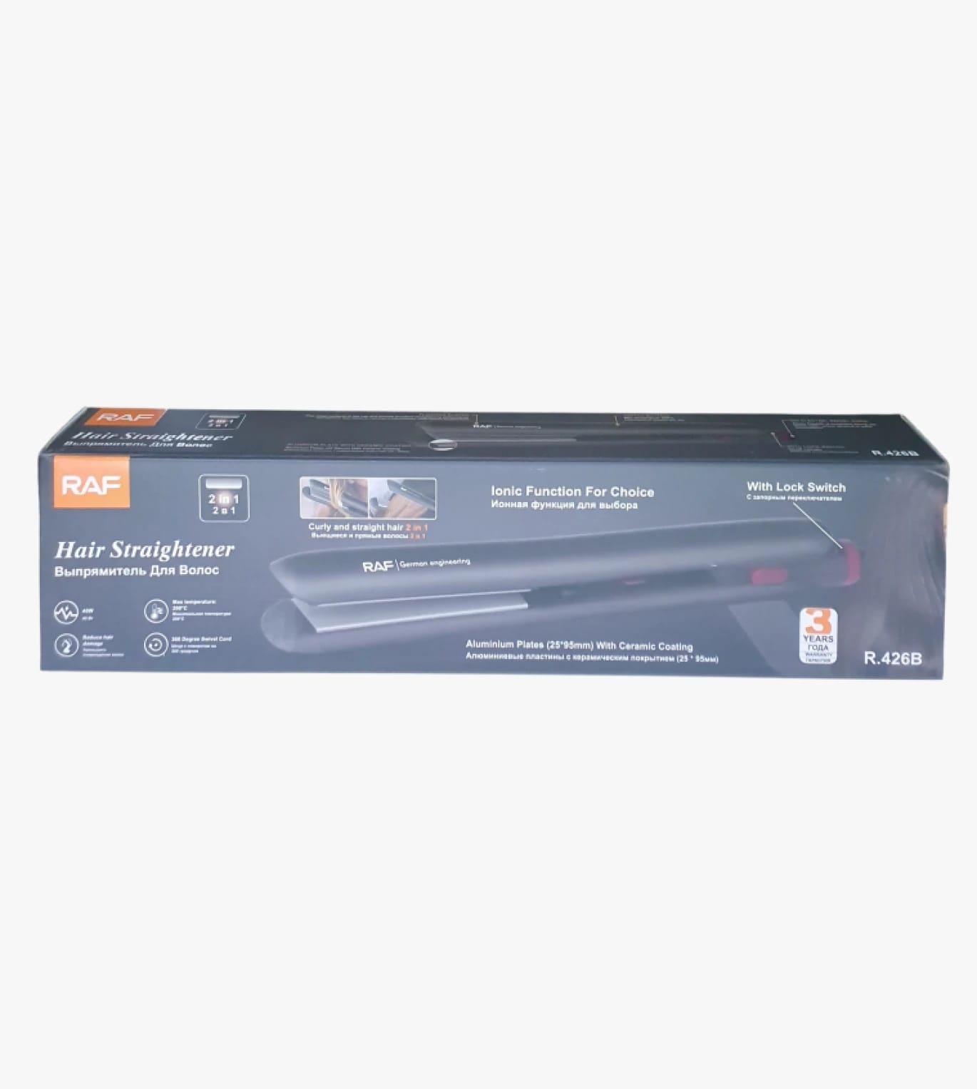 RAF Hair Straightener with Sleek Design and Ionic Functions for a Unisex Audience