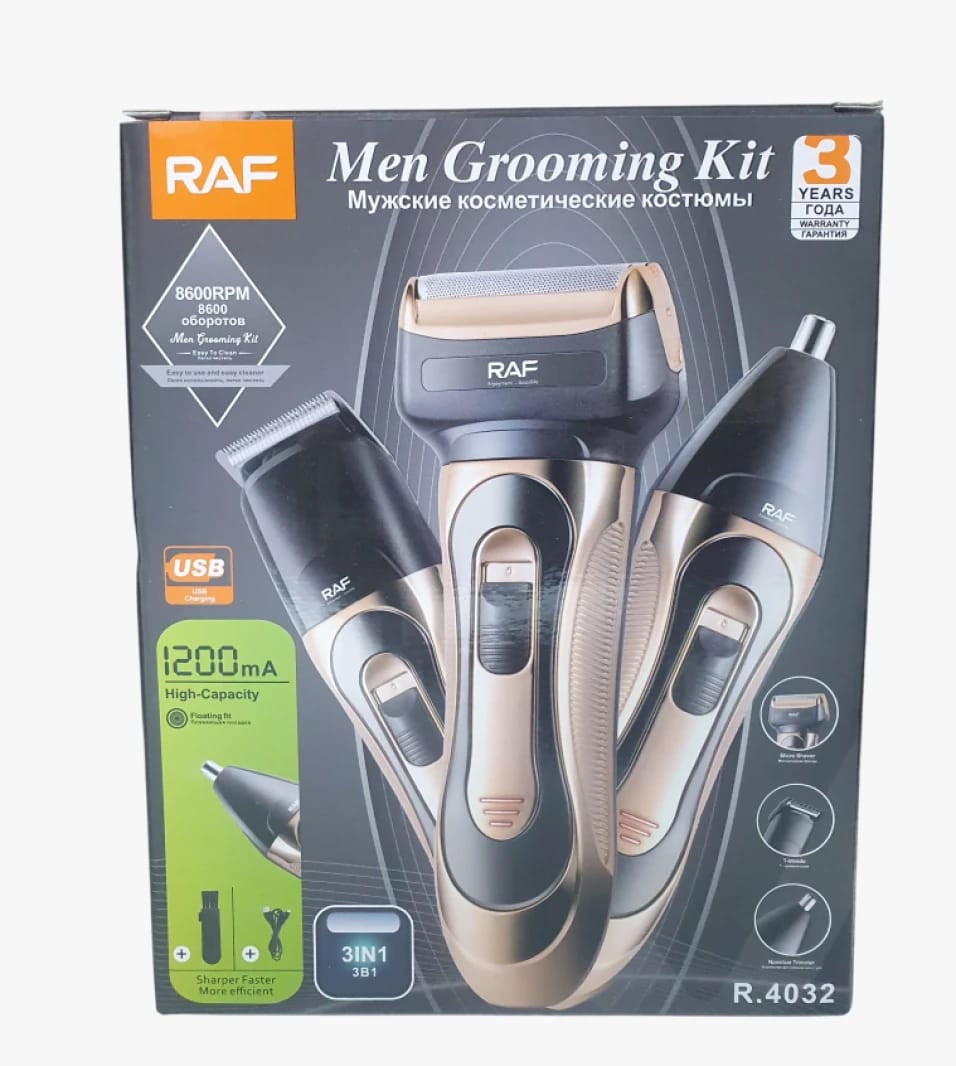 RAF R.4032 Men Grooming Kit, Modern Design Comprehensive Shaving and Grooming for Men