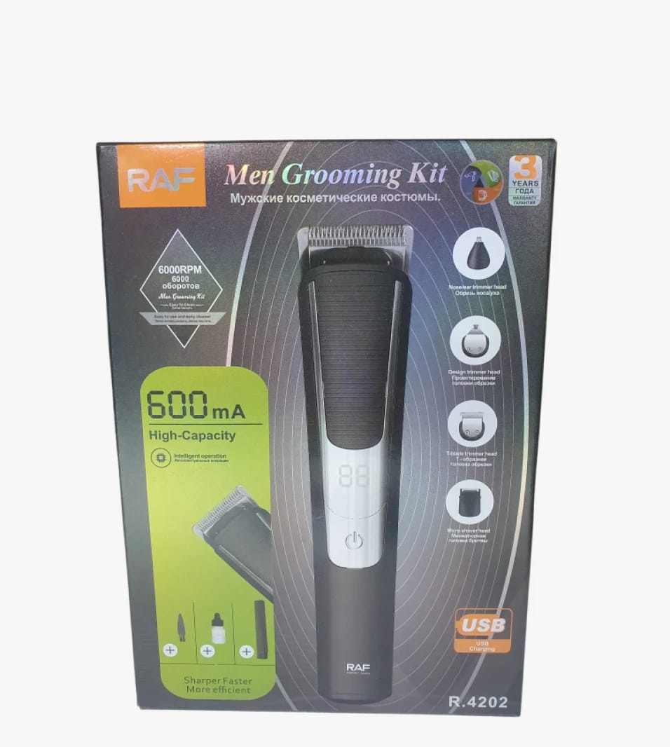 RAF Men's Multi-Function Grooming Kit with Modern Design and Digital Display
