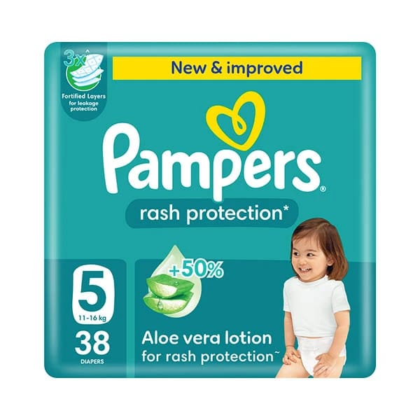 فوط اطفال Pampers Baby-Dry Diapers, Size 5 (11-16 kg), 38 Diapers