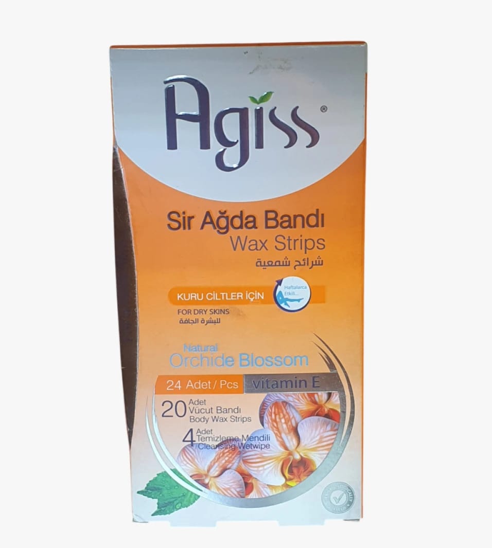 Agiss Luxurious Wax Strips with Orchid Blossom Scent for Dry Skins Enriched with Vitamin E for Body Hair Removal