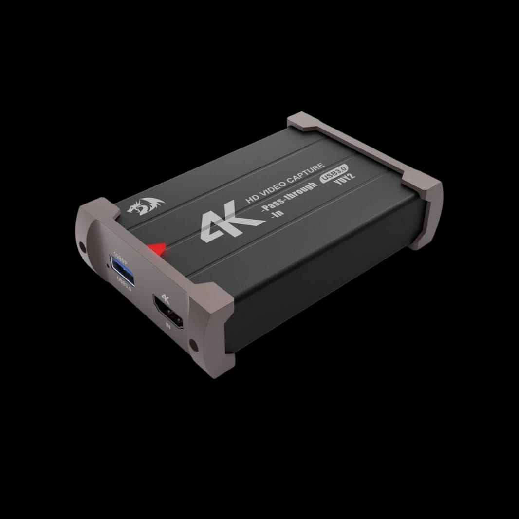 كارت التقاط فيديو Redragon VC321 4K، واجهة USB 3.0 بدقة 1080p ومعدل 60fps، تمرير HDMI 4K بدون تأخير، متوافق مع ويندوز/ماك، التقاط ألعاب لـ PS5، Xbox، NS، DSLR، OBS