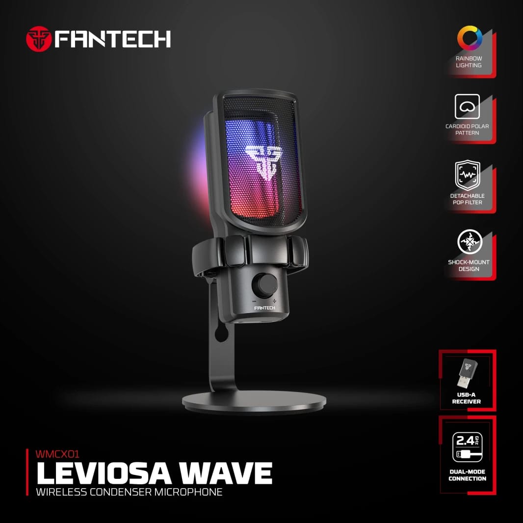 ميكروفون FANTECH WMCX01 LEVIOSA WAVE DUAL-MODE اللاسلكي المكثف