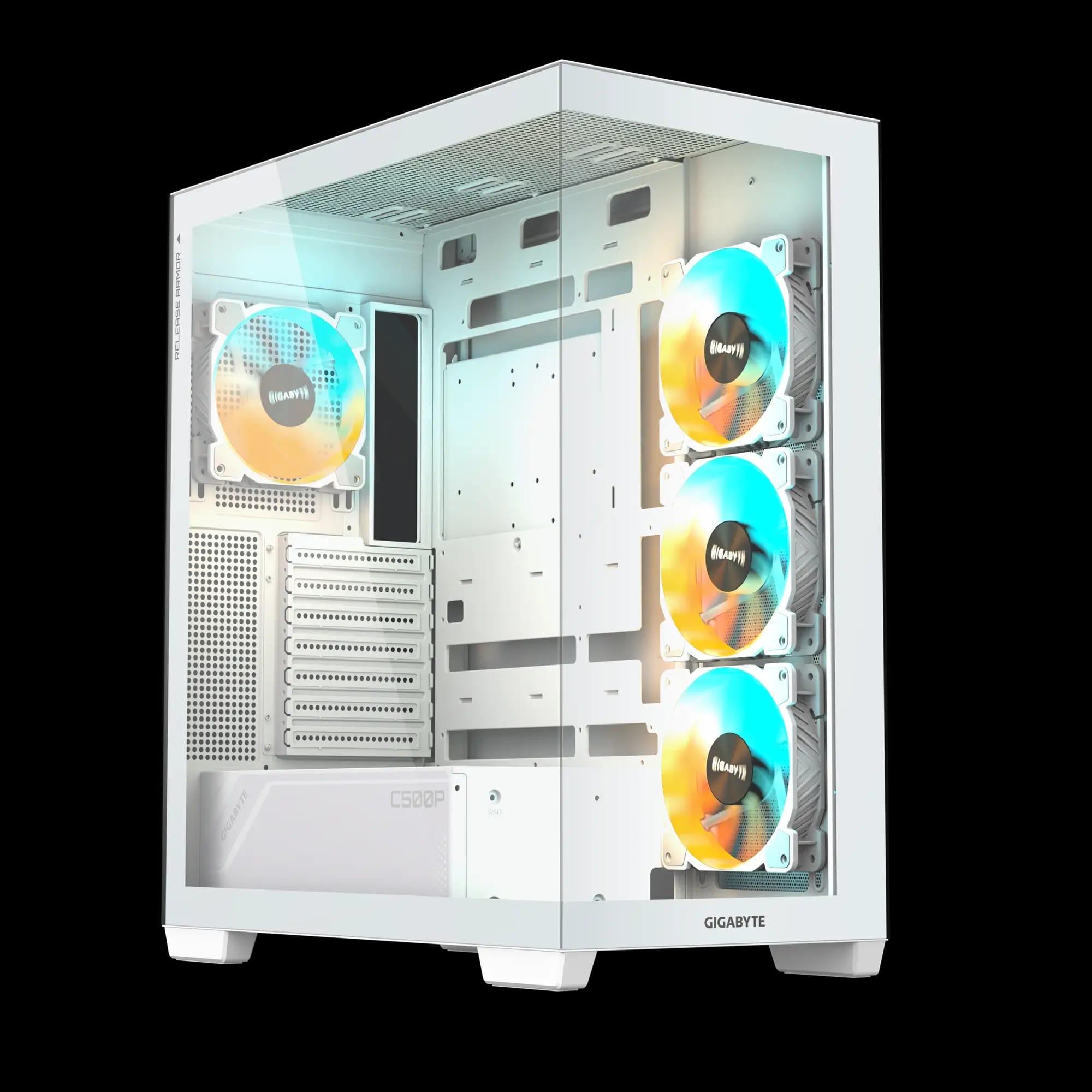 GIGABYTE C500 بانورامي ستيث آيس كيس الألعاب زجاج مقوى (4 مراوح ARGB)