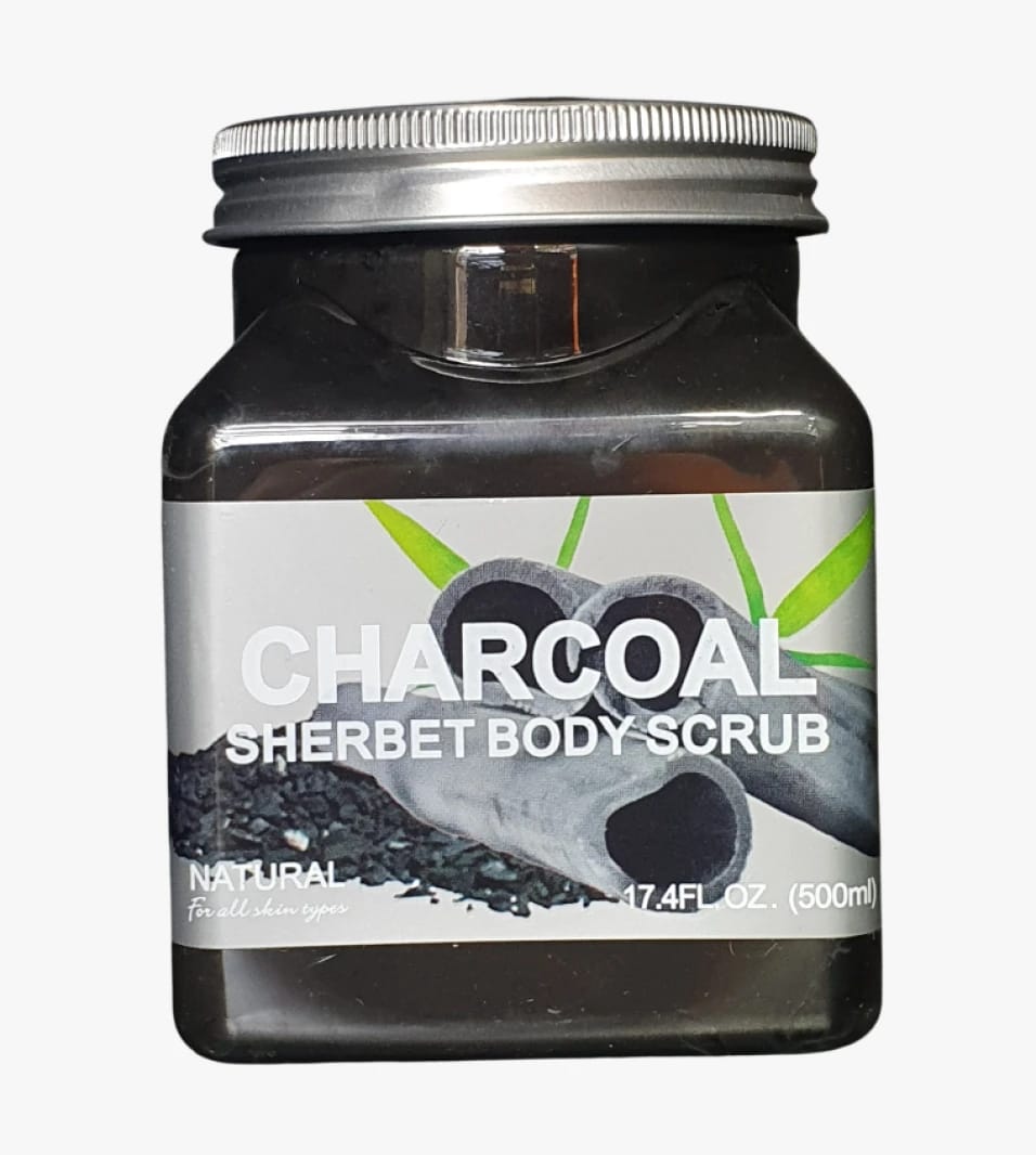 Wokali Charcoal Sherbet Body Scrub for Deep Exfoliation All Skin Types Natural Formula No Parabens or Phthalates.
