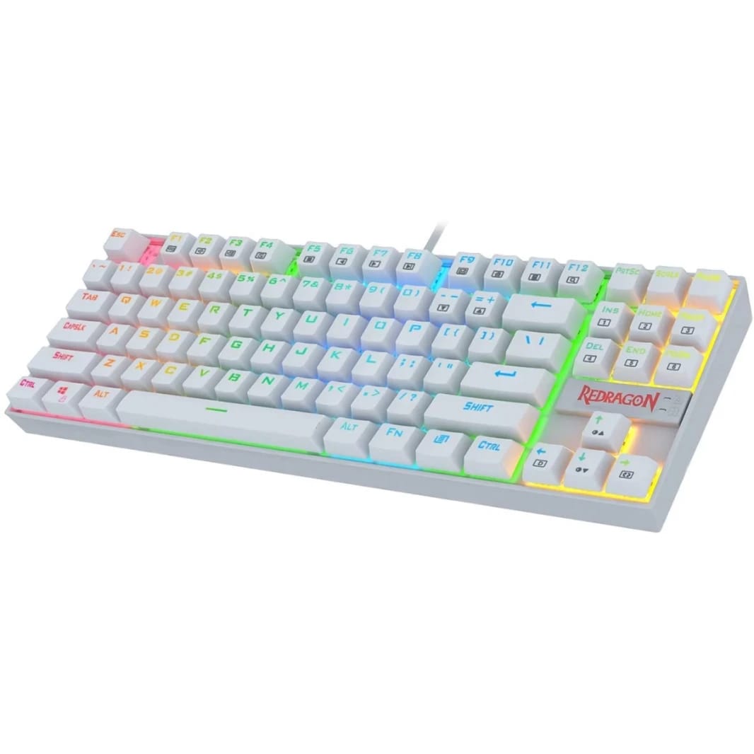 Redragon K552 KUMARA 87 Keys Mechanical Gaming Keyboard RGB LED Backlit Wired Anti-Dust Proof Blue Switches - White
