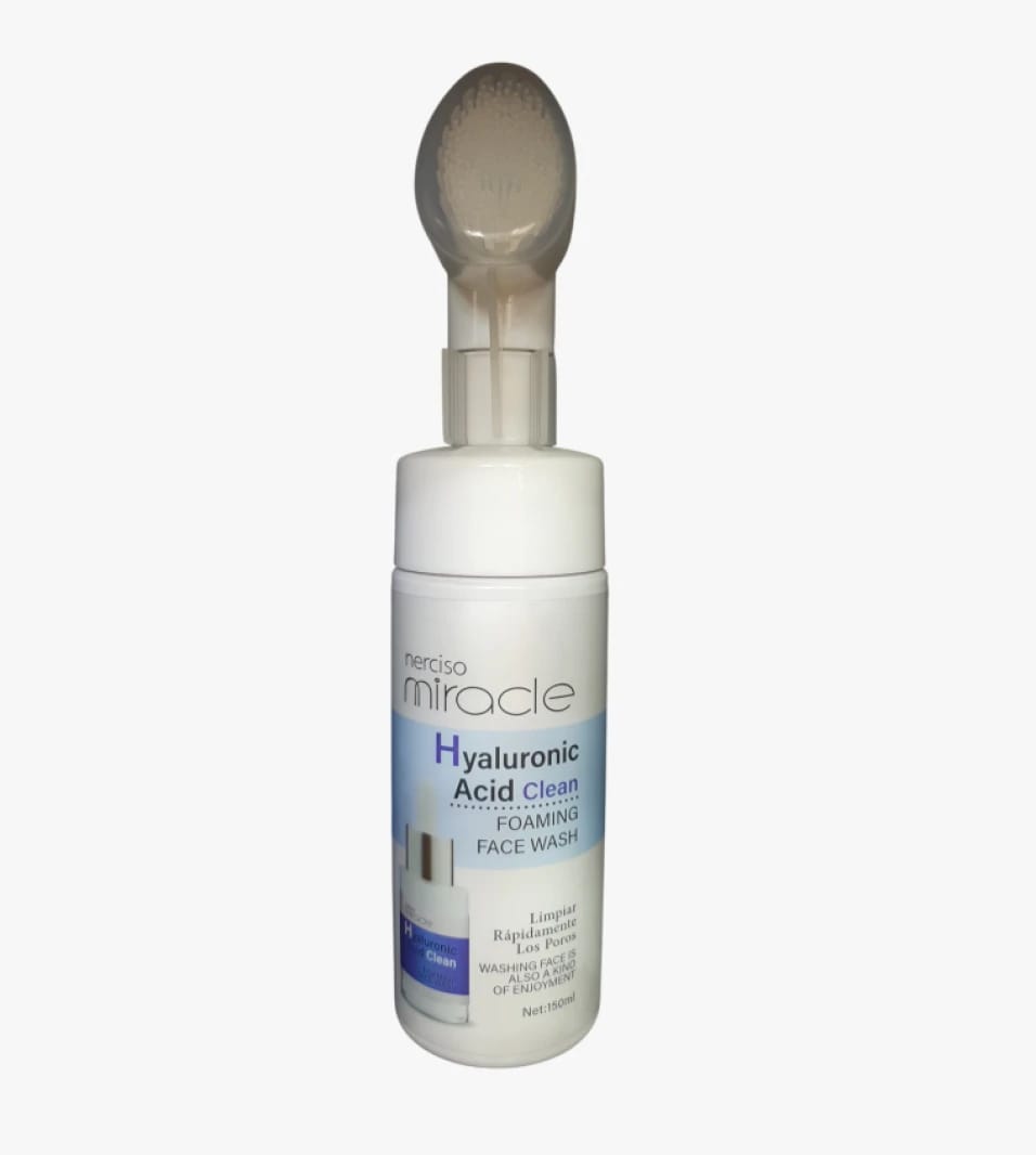 Nerciso Miracle Hyaluronic Acid Clean Foaming Face Wash with Built-in Brush for Daily Use