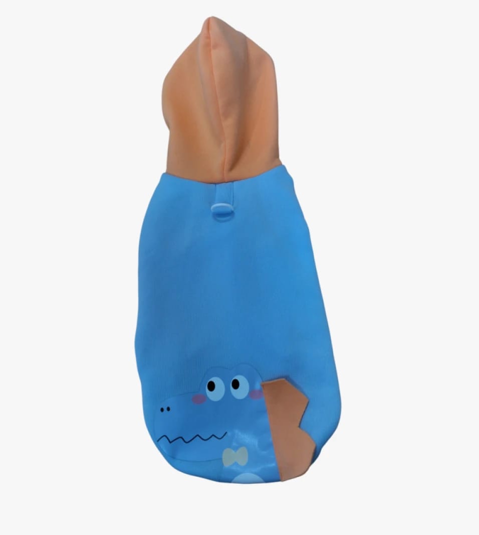 Switl Fashion Blue Jacket with Orange Hood and Crocodile Design for Trendy and Stylish Small Dogs