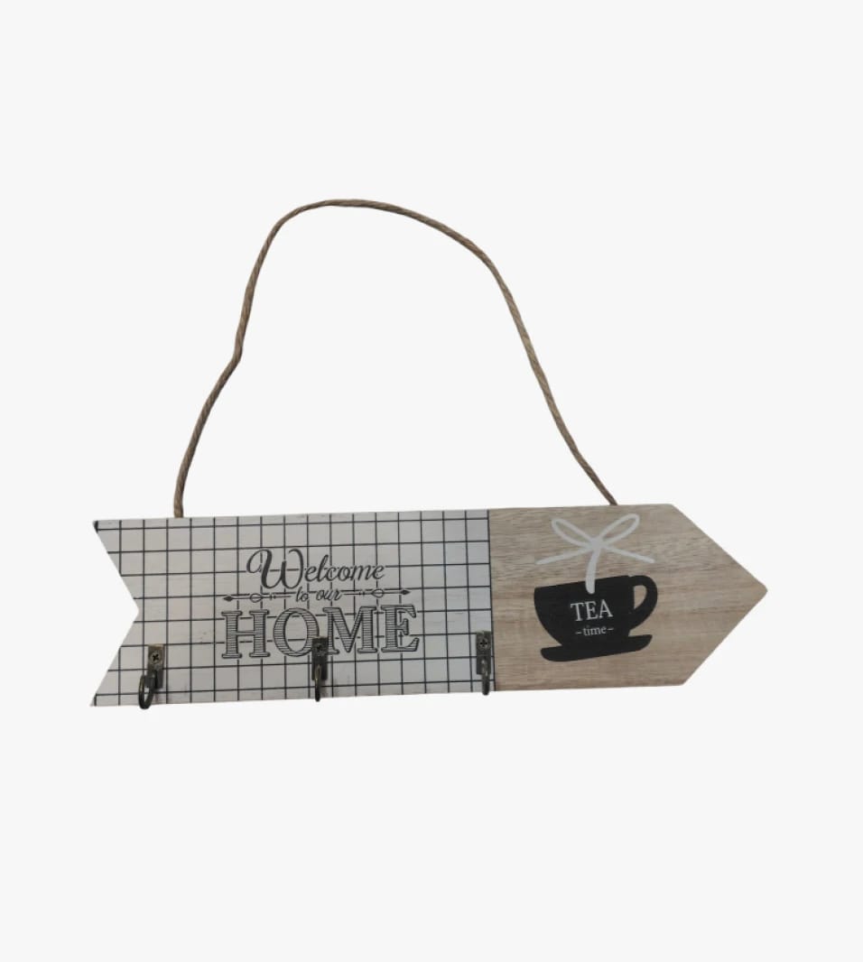 Elegant Home Welcome Hanging Sign with Clips for Keys or Notes, Perfect for Family Gatherings