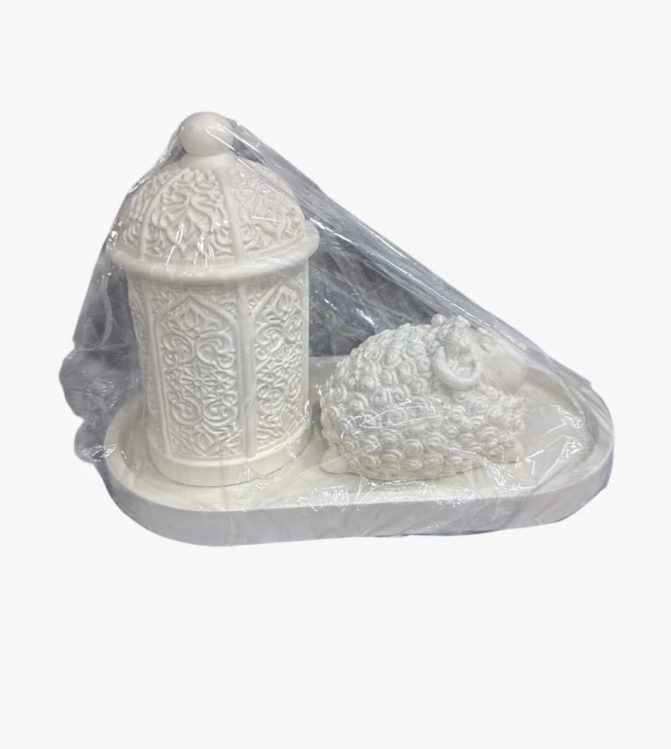 Elegant White Wooden Scent Decor Featuring Sheep and Lantern Design for Home Decor Enthusiasts