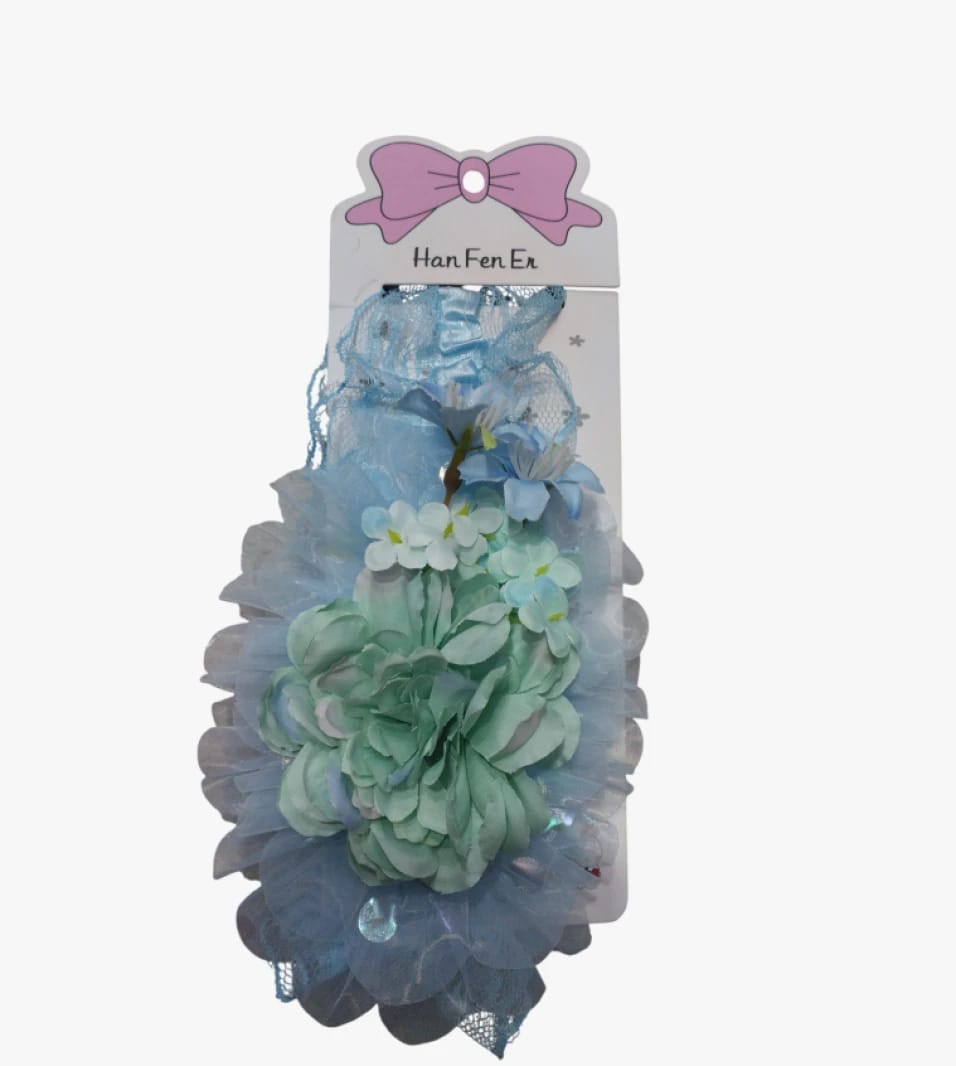 HanFenEr Decorated Hairband in Light Blue with Artificial Flower Design Suitable for Girls and Children
