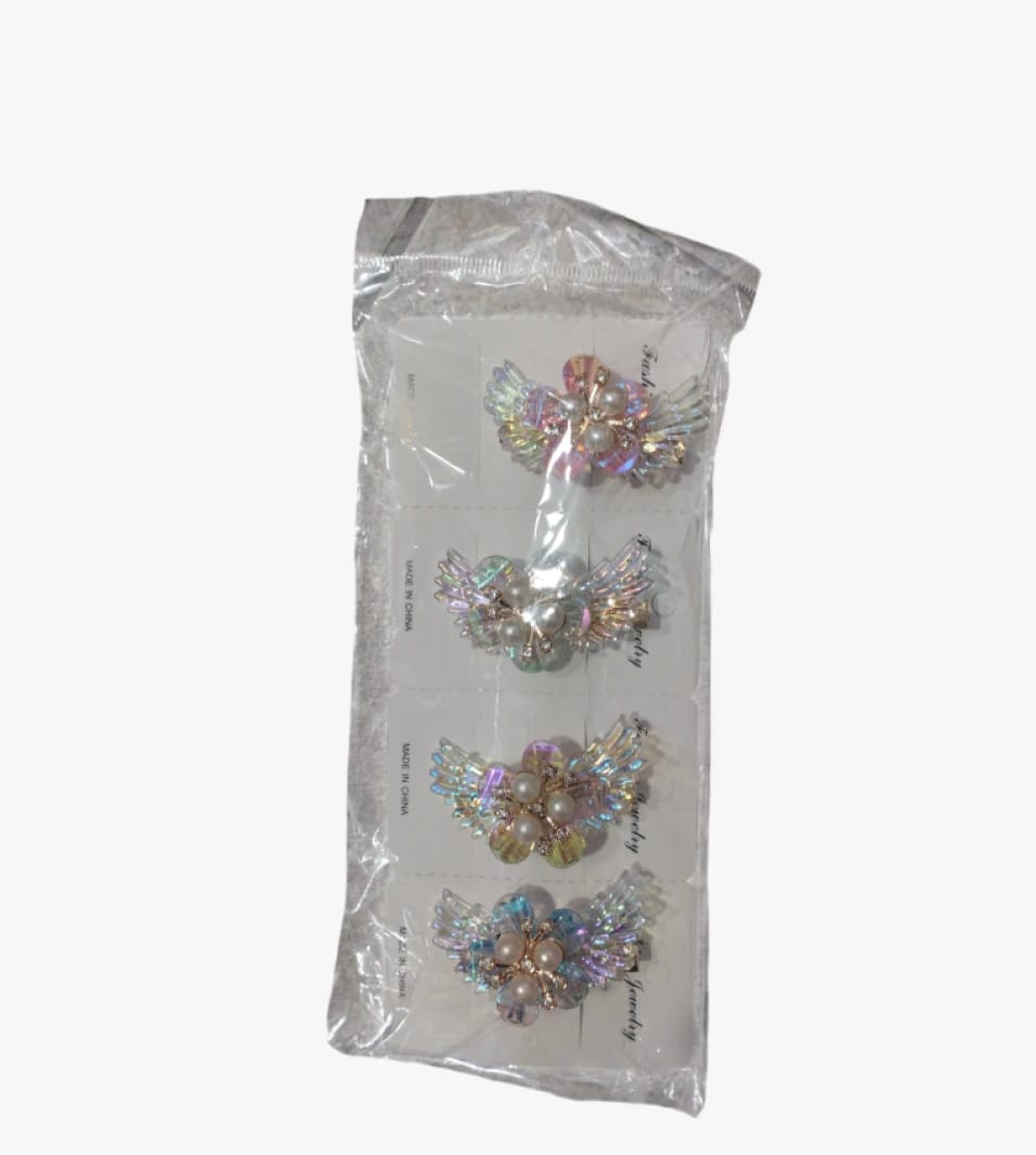 Fashion Delight Floral Wing Design Hair Clips Set for Girls and Women - Enchanting Accessories