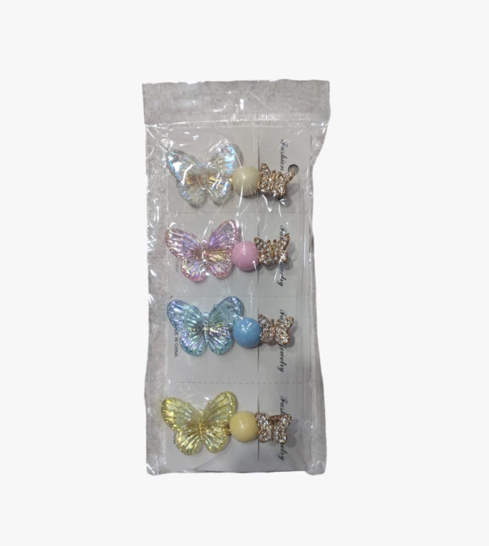 Shandong Hair Clip Set for Girls with Tri-color Butterfly Design Crafted from High-Quality Materials for Fashion and Style