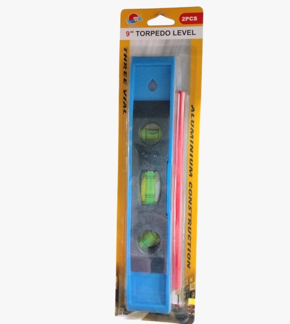 G-One Aluminum Torpedo Level with Three Vials for Precision Use - Compact Design for Workers and Professionals