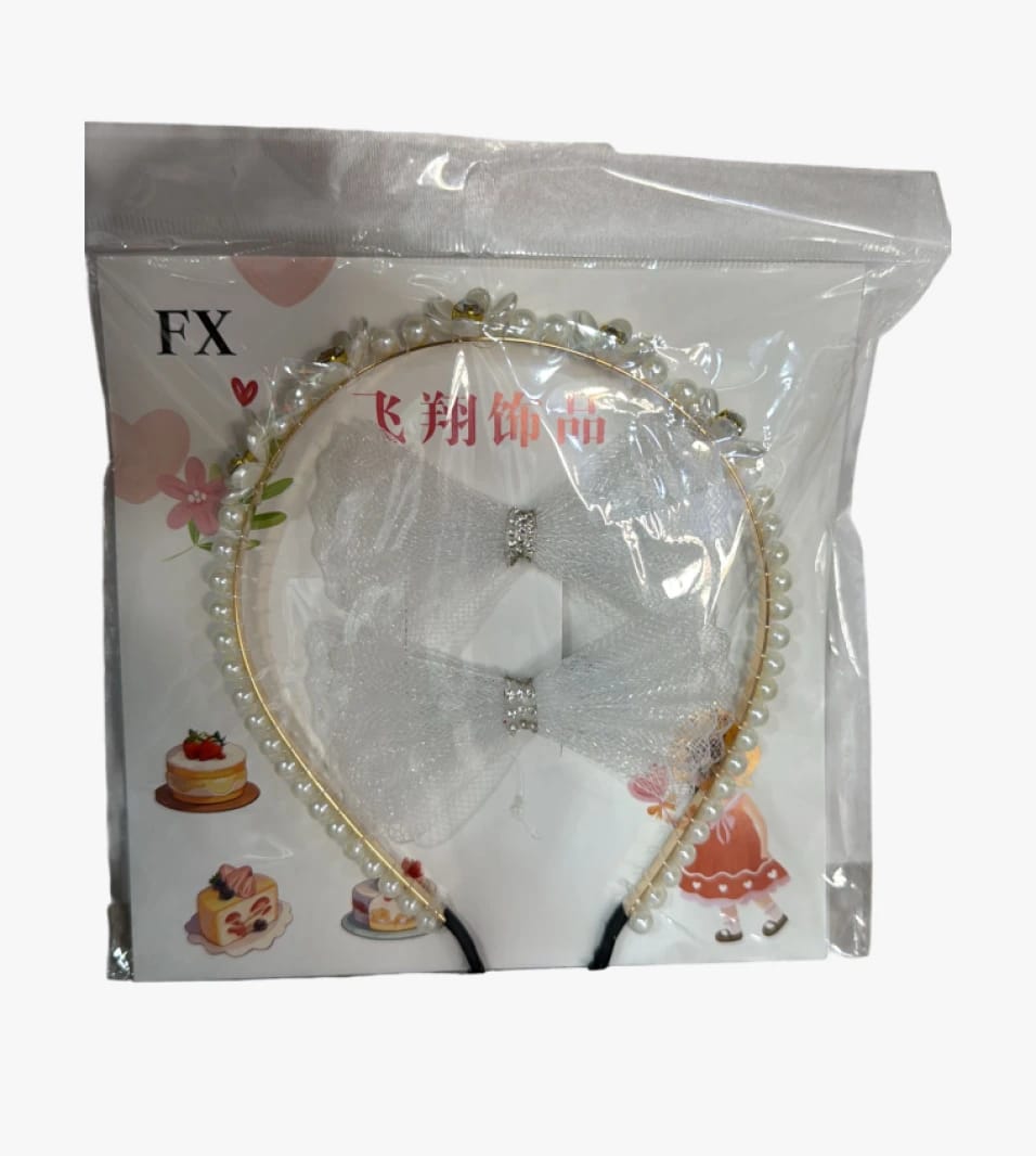 Elegant Pearl Bow Girls Hairband for Weddings and Special Occasions by FX, Stylish Design