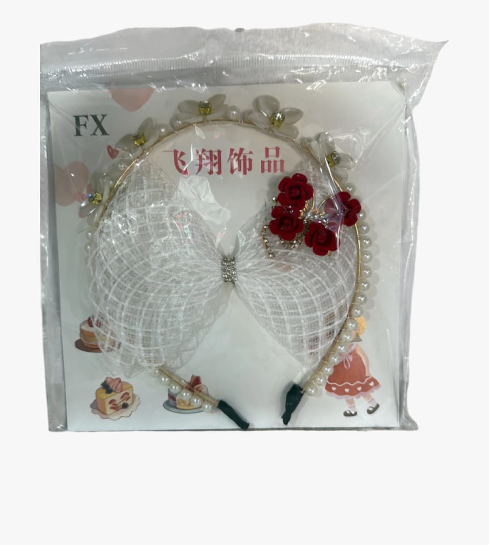 Elegant Floral Headband by FX for Women's Accessories with Rosy Design and Pearl Bead Embellishments