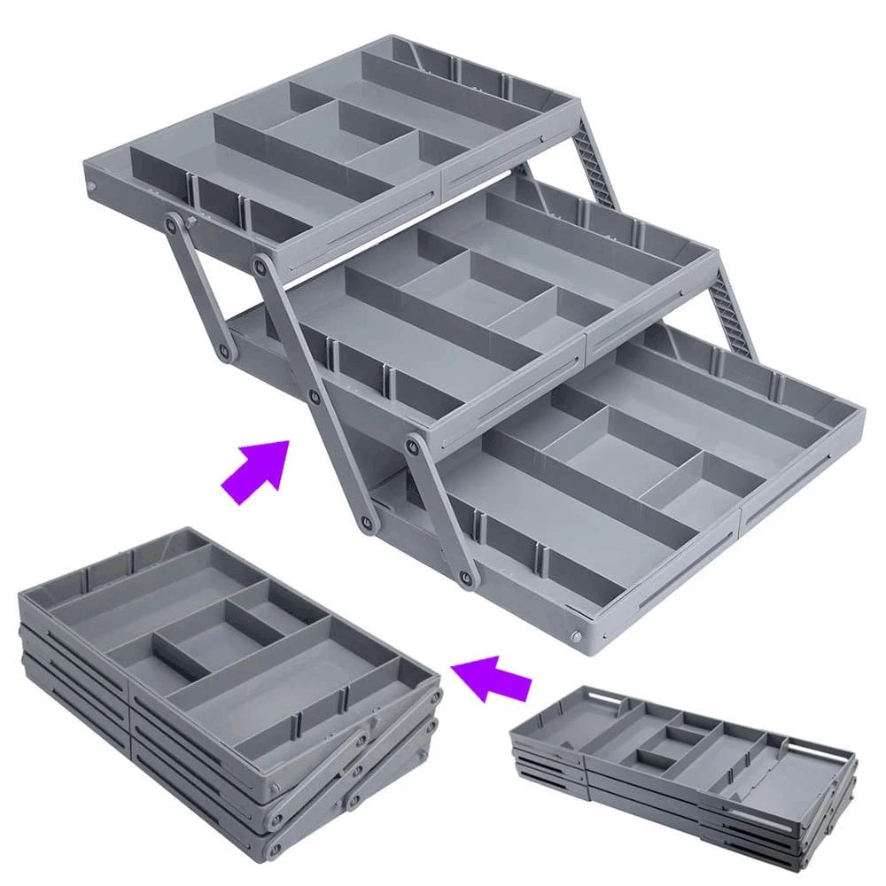Expandable and Foldable Drawer Organizer, 3 Layers