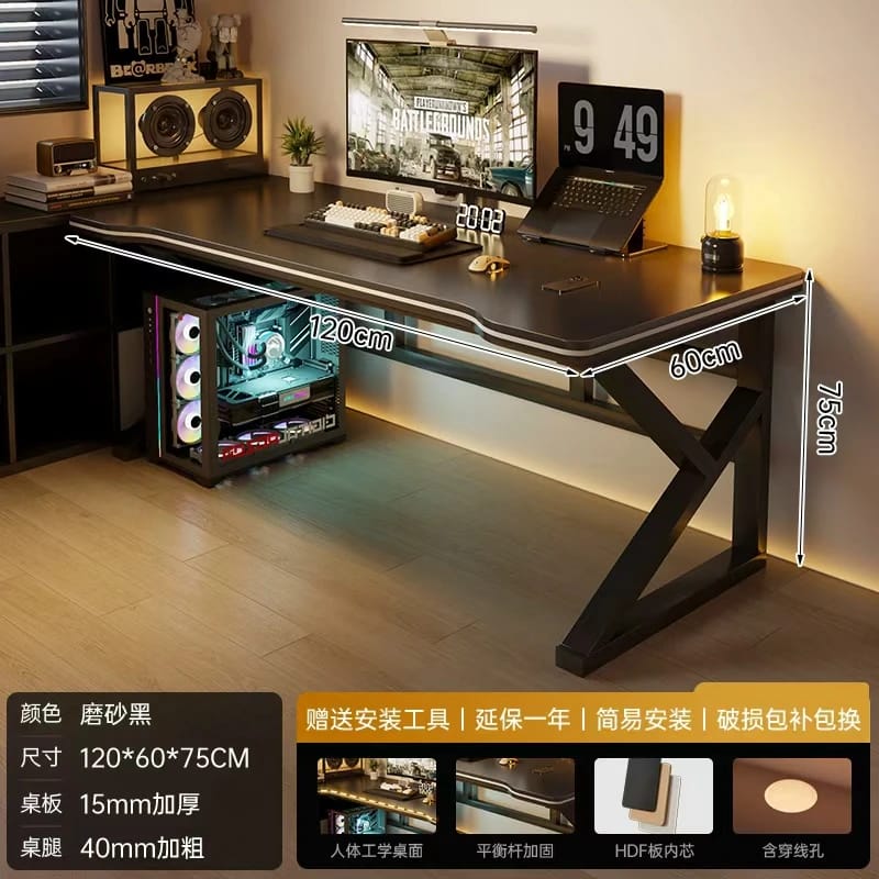 Study Table with Metal Frame and Wooden Surface