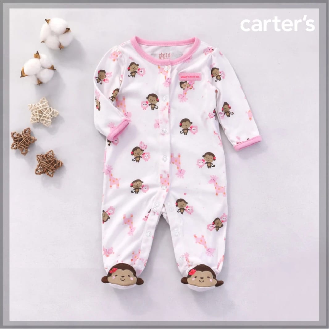 Baby Girl Romper by Carter’s 100% Cotton – Newborn with Built-in Feet